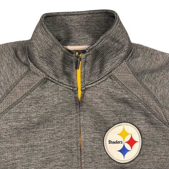 NFL Pittsburgh‎ Steelers Mock Neck Full Zip Jacket Charcoal Gray Men Size Medium - Picture 2 of 9